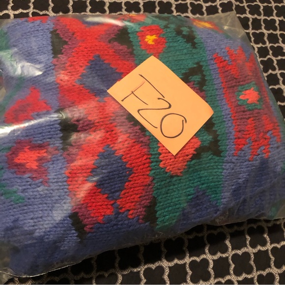 VTG L.L. Bean Woman’s Cardigan Colorful Sweater Geometric Blue Purple Sz Medium - Picture 2 of 11